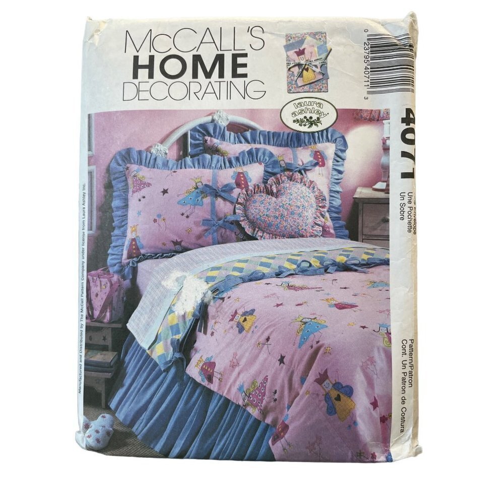 McCalls Sewing Pattern 4071 Laura Ashley Girls OS Pink Fairy Bedroom Accessories